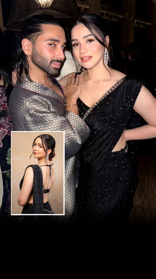 Orry seen with 26 year old Sara Tendulkar, looking beautiful in black saree, Photos - Sara Tendulkar Slipped Into A Black Saree Paired With Embellished Backless Blouse And Pose With Orry Aka Orhan Awatramani Photo Viral Tvism