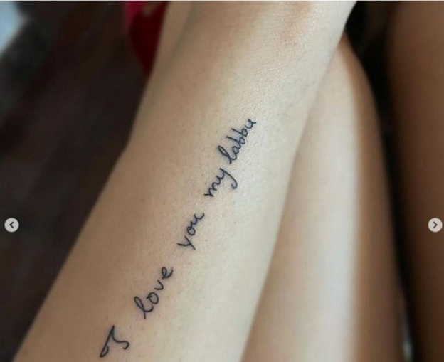 Jahnvi tattoo On Her Left Forearm
